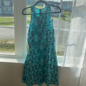 Lulus-Blue High Neck Skater Dress